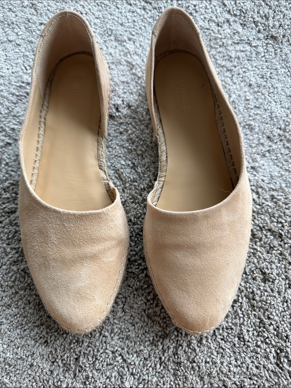 Vince Neutral Beige Suede Slip-On Flats